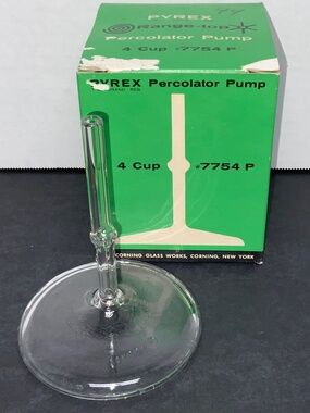 Pyrex NEW OLD STOCK Percolator Pump Range-top 4 Cup #7754 P Glass Corning Parts